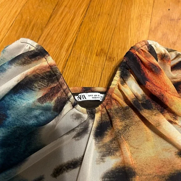 ZARA NWOT,never worn/elegant/boning by bosom ,adjustable/brown slip underneath - Picture 3 of 3